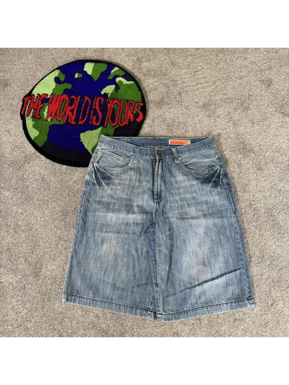 vintage y2k super baggy jorts 2000’s enyce denim
